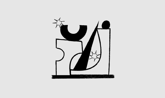 An illustration of geometric shapes with two stars