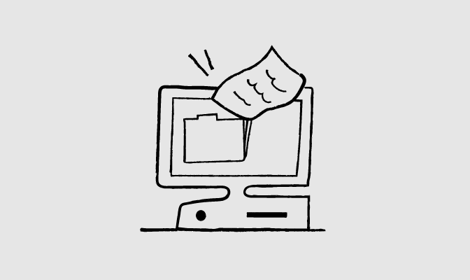 An illustration of a paper being transferred to a computer folder