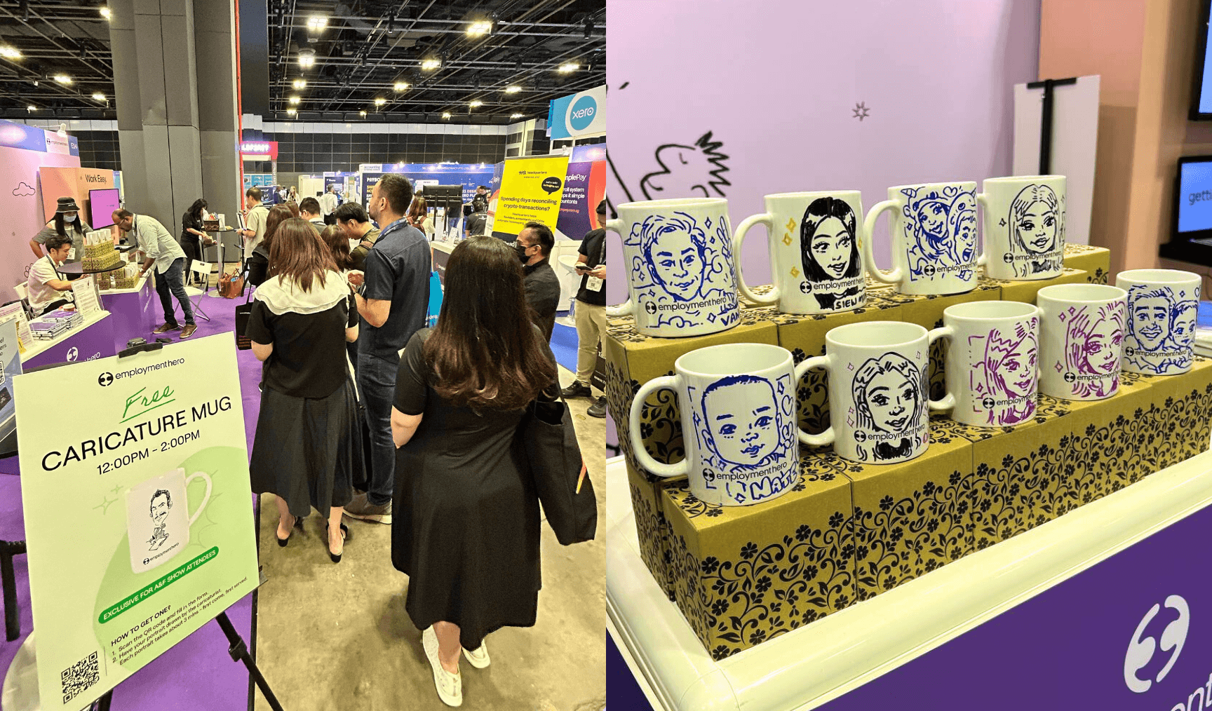 Caricature artist at Employment Hero's booth