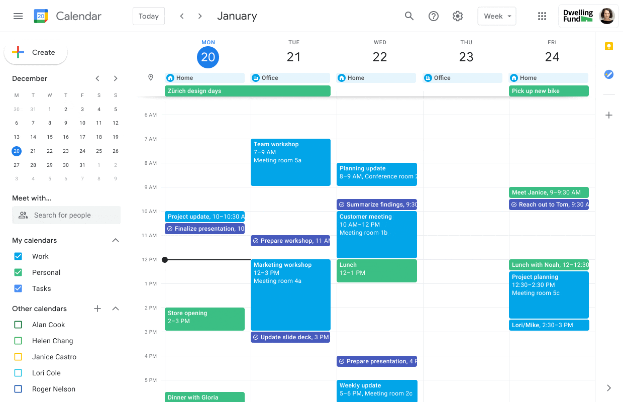 GIF of how you can update your location of work in Google calendar