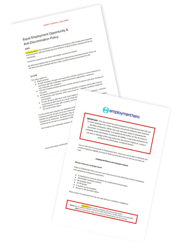 Equal opportunities policy template