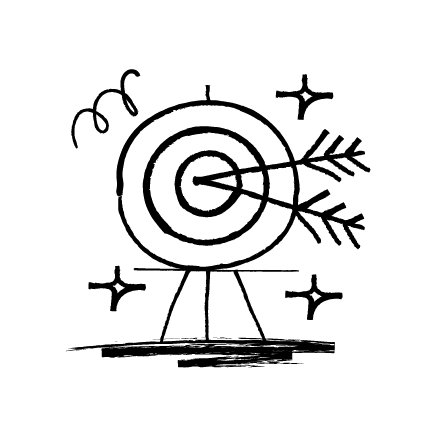 An illustration of two arrows hitting bullseye on the dartboard