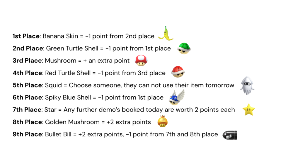 MarioKart Gamification Rules