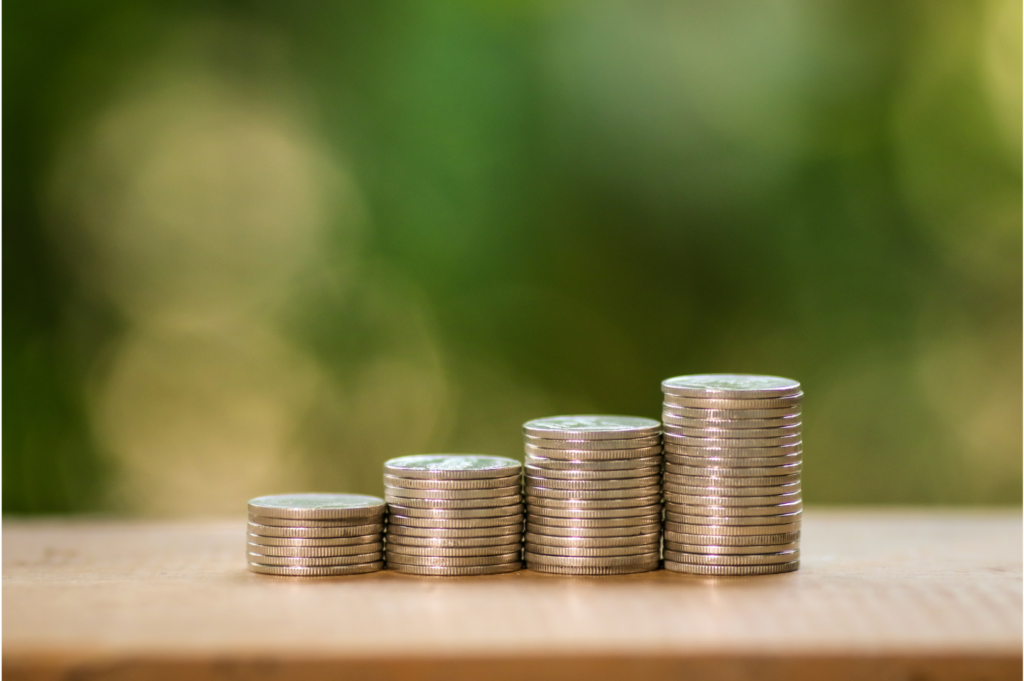 Increasingly high stacks of coins