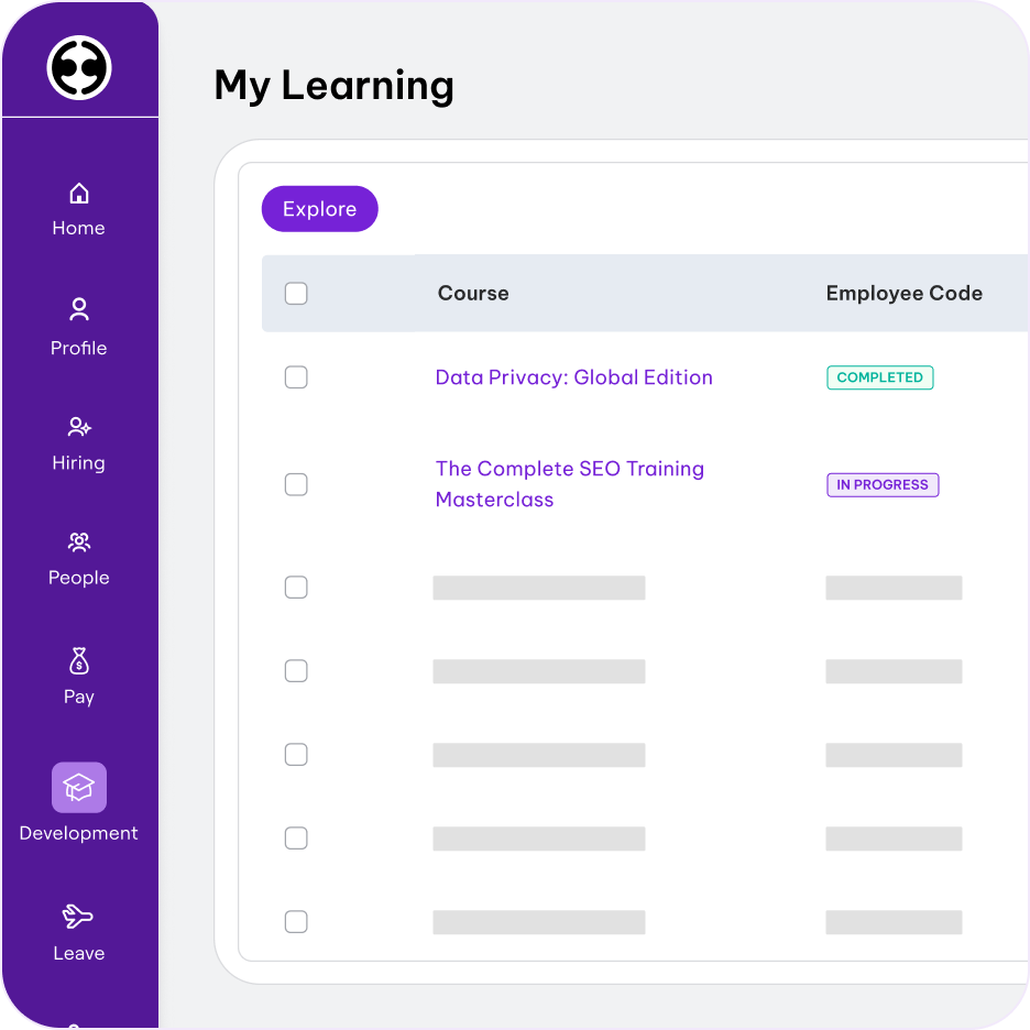 learning management system software showing list of courses the user is taking