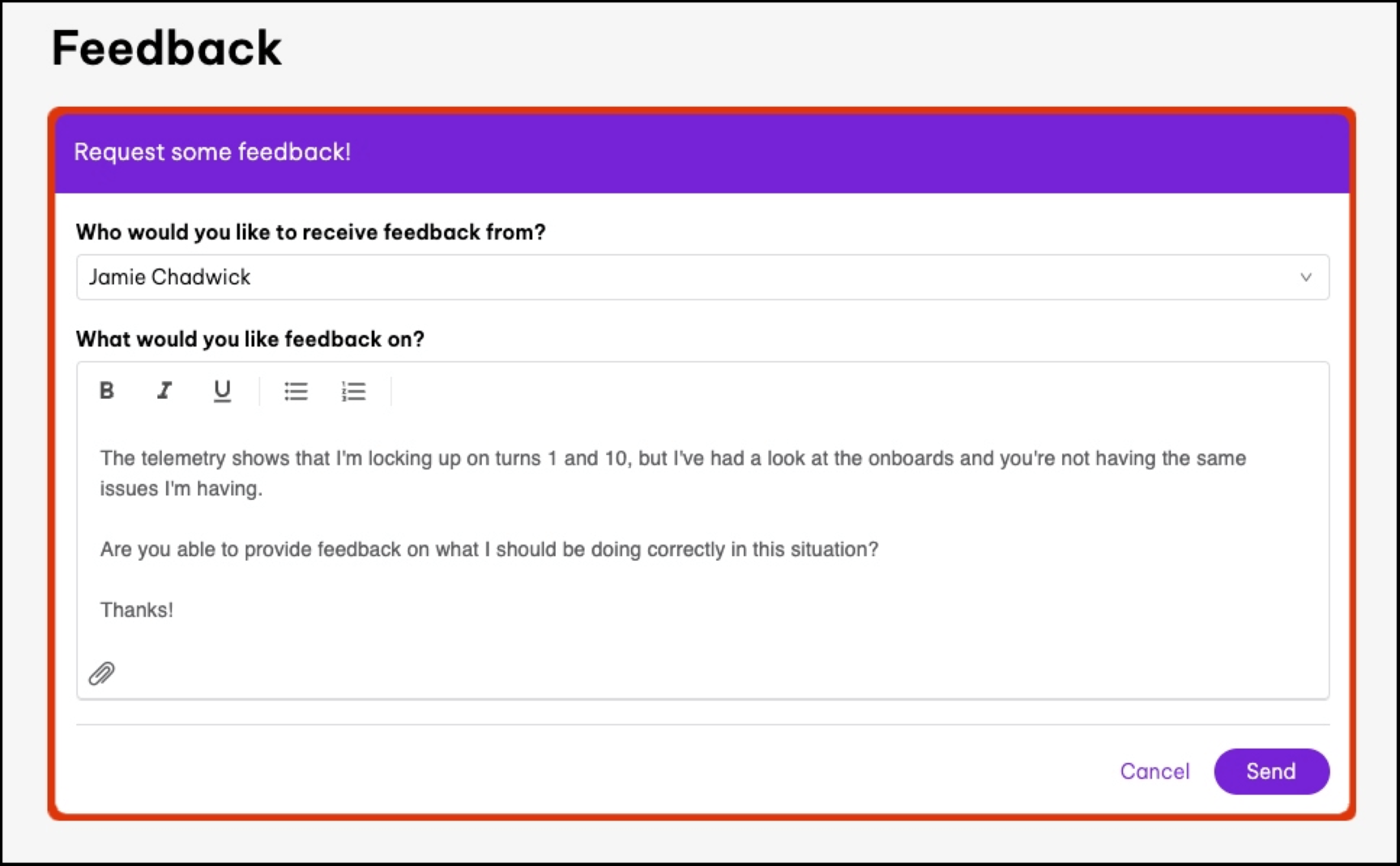 request feedback update screenshot