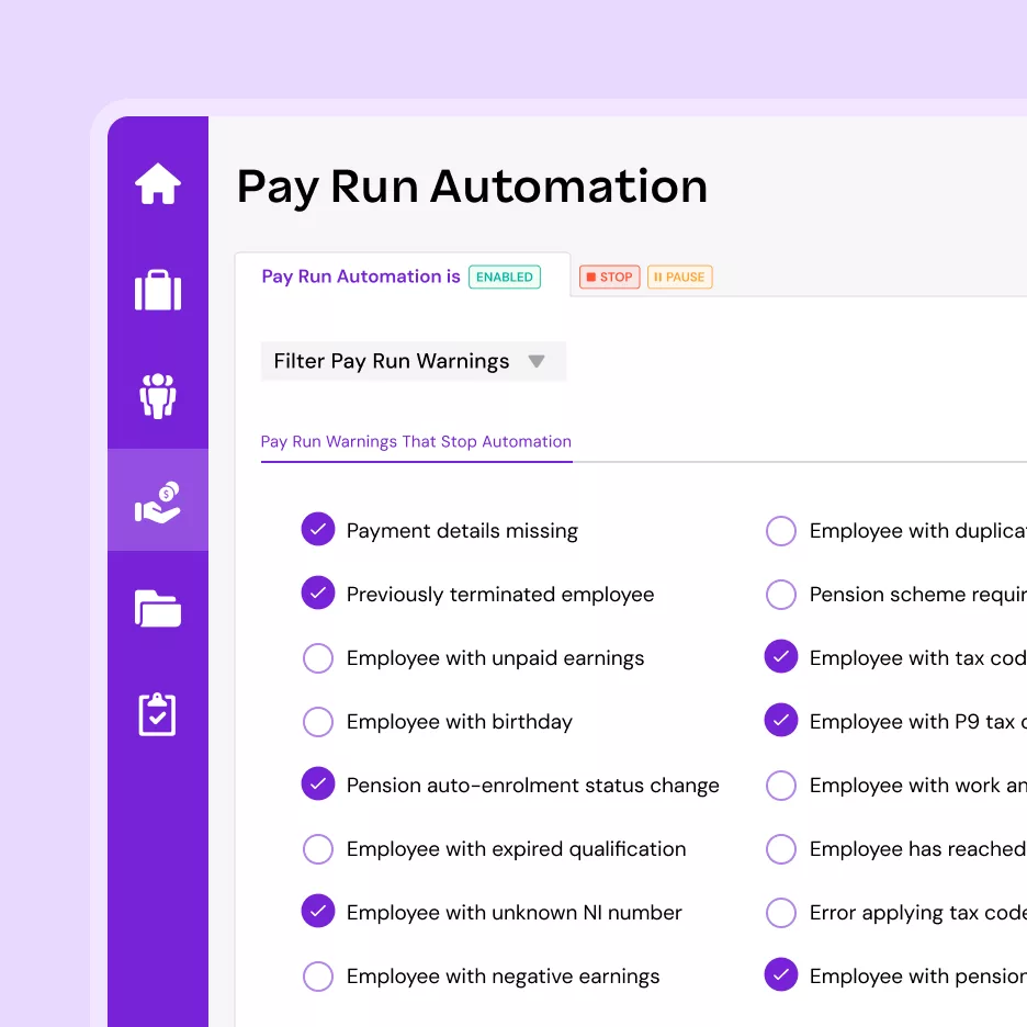 Configuring pay run automation
