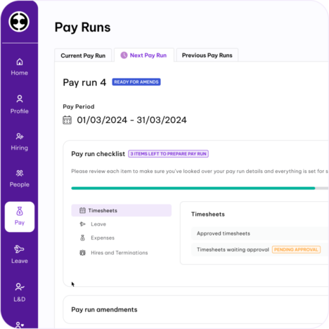 pre pay run checklist on employment hero platform