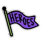 Purple heroes flag icon.