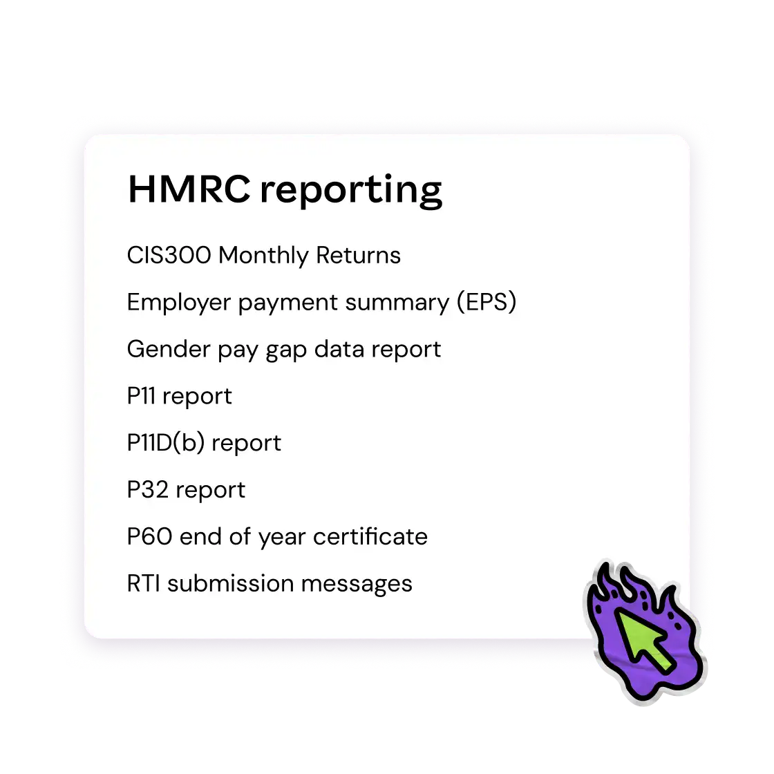 HMRC reporting feature and summary