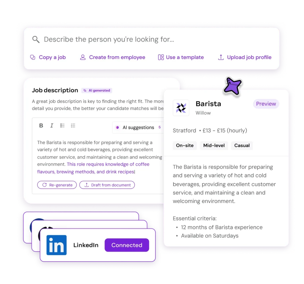AI Job creation interface