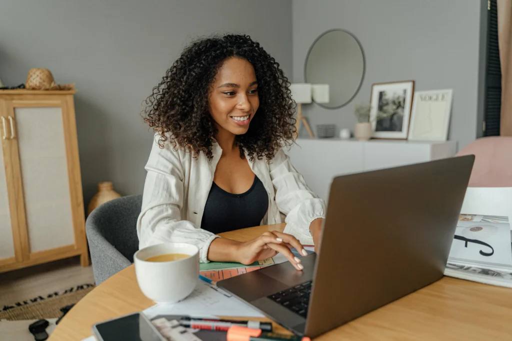 Employee reviewing information on desktop computer