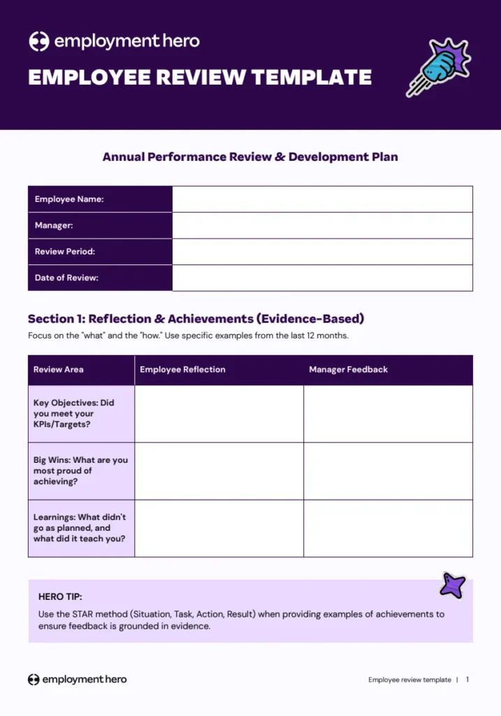 Annual Review Template Preview