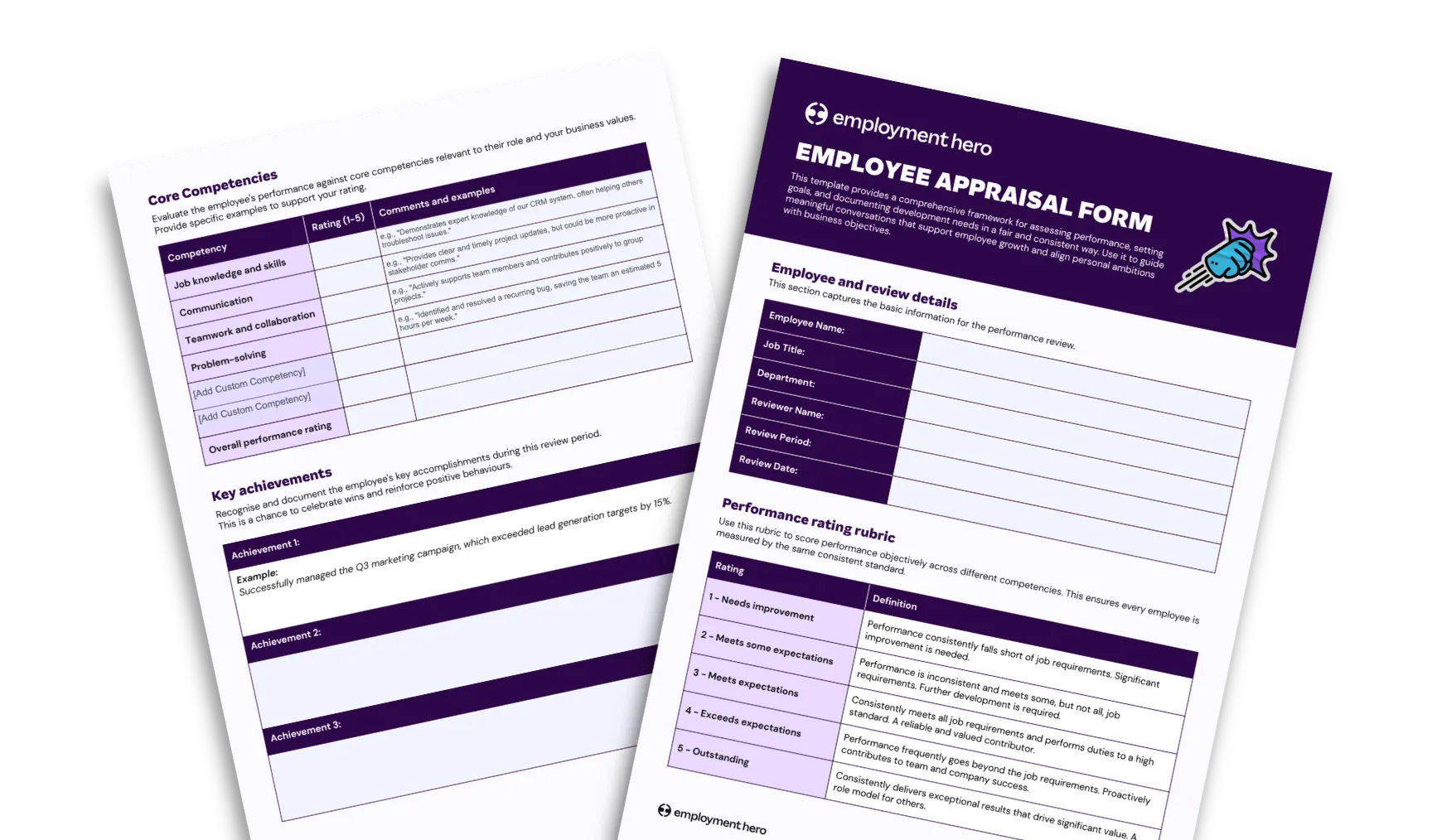 Performance appraisal form template and guide