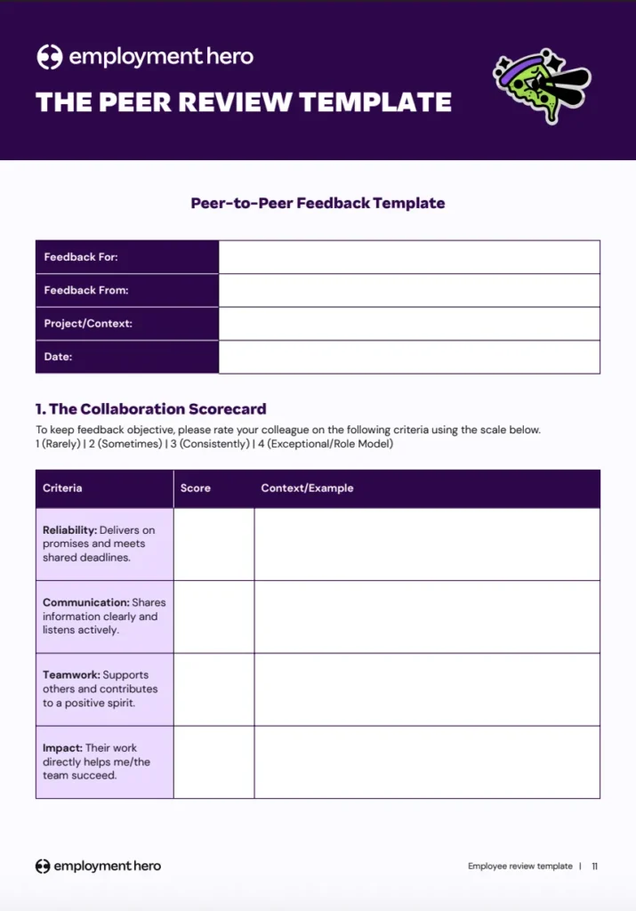 Peer review template Preview
