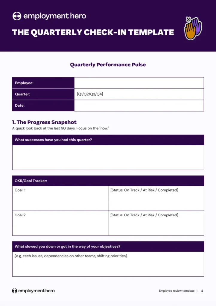 Quarterly check-in template Preview