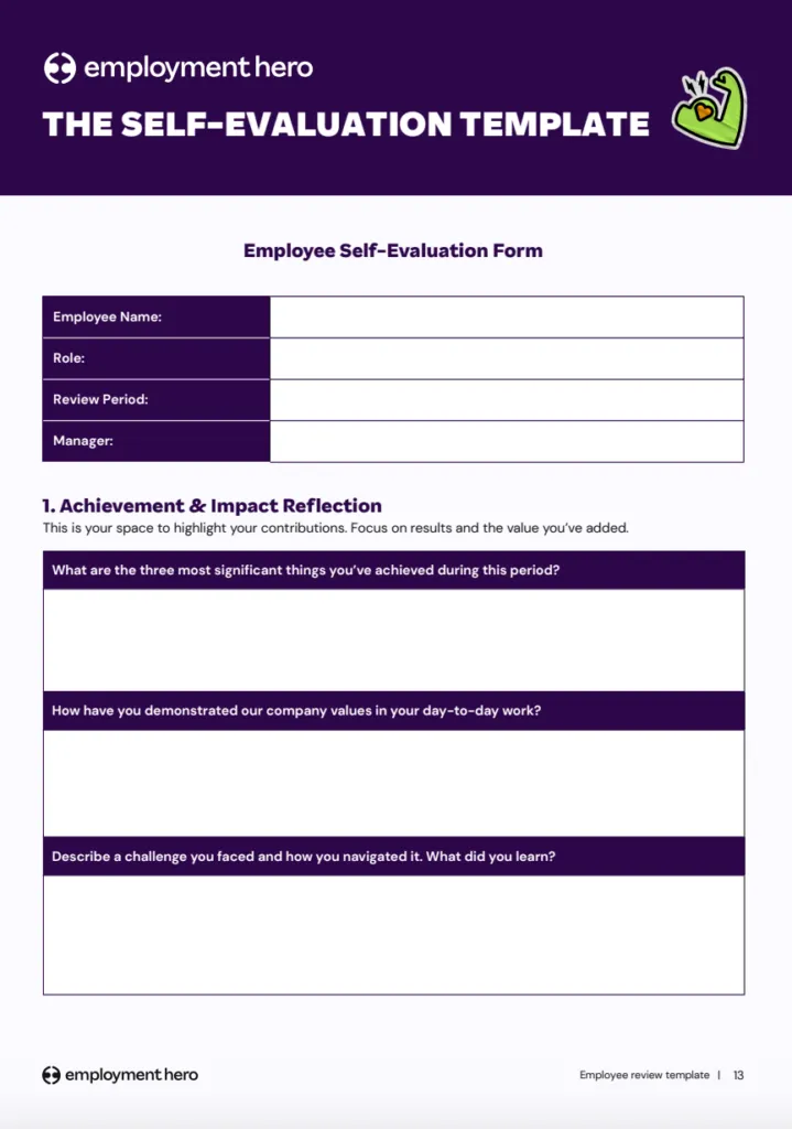Self-evaluation template Preview