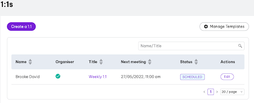 Schedule regular 1:1s and keep track of conversations with our Employment Hero platform
