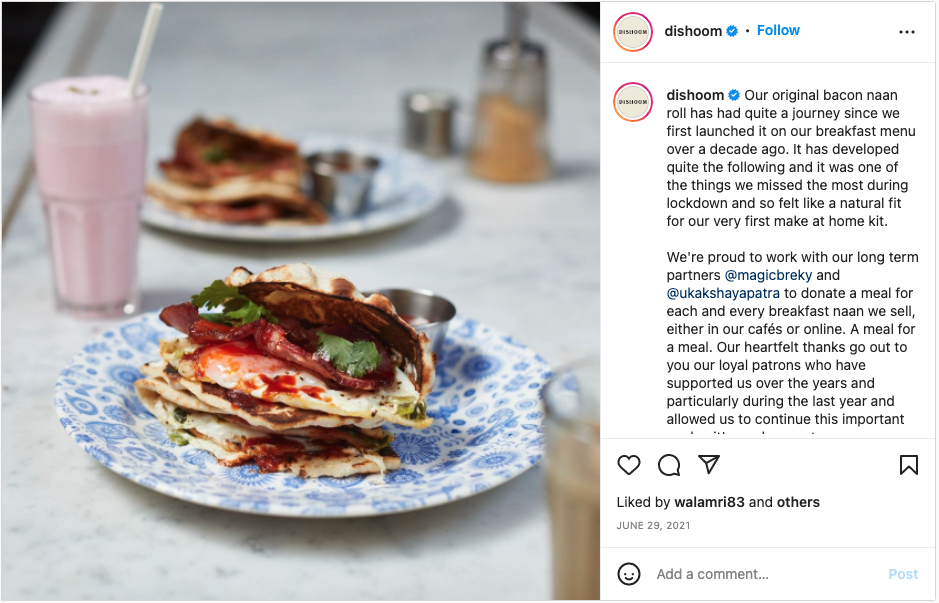 Dishoom Bacon Roll on Instagram