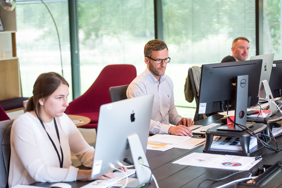 employees working side by side in the office