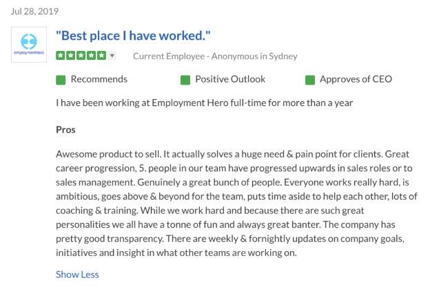 Employment Hero employee review