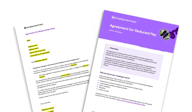 Salary reduction letter and agreement template: A practical guide for Australian businesses