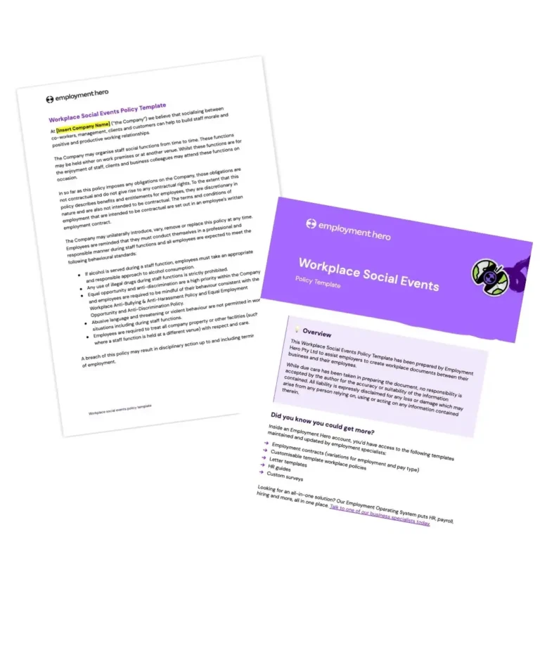 Workplace Social Events Policy Template