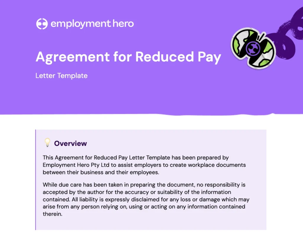 salary reduction template overview