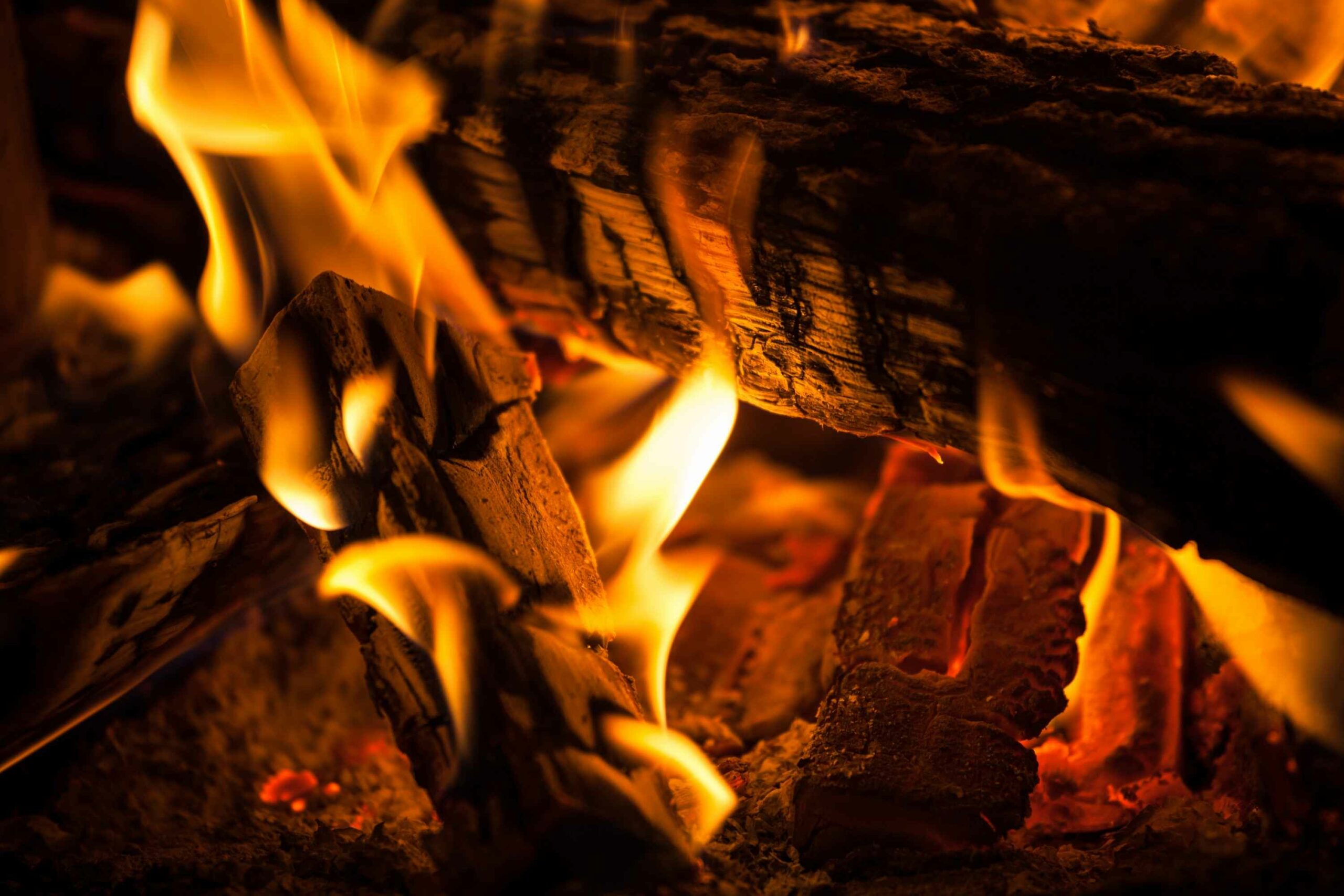 Logs Burning In Fire