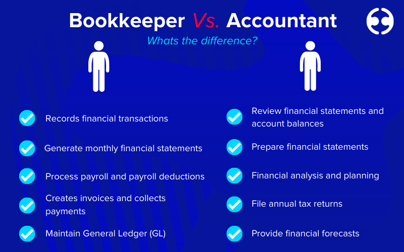 Difference between a bookkeeper vs accountant