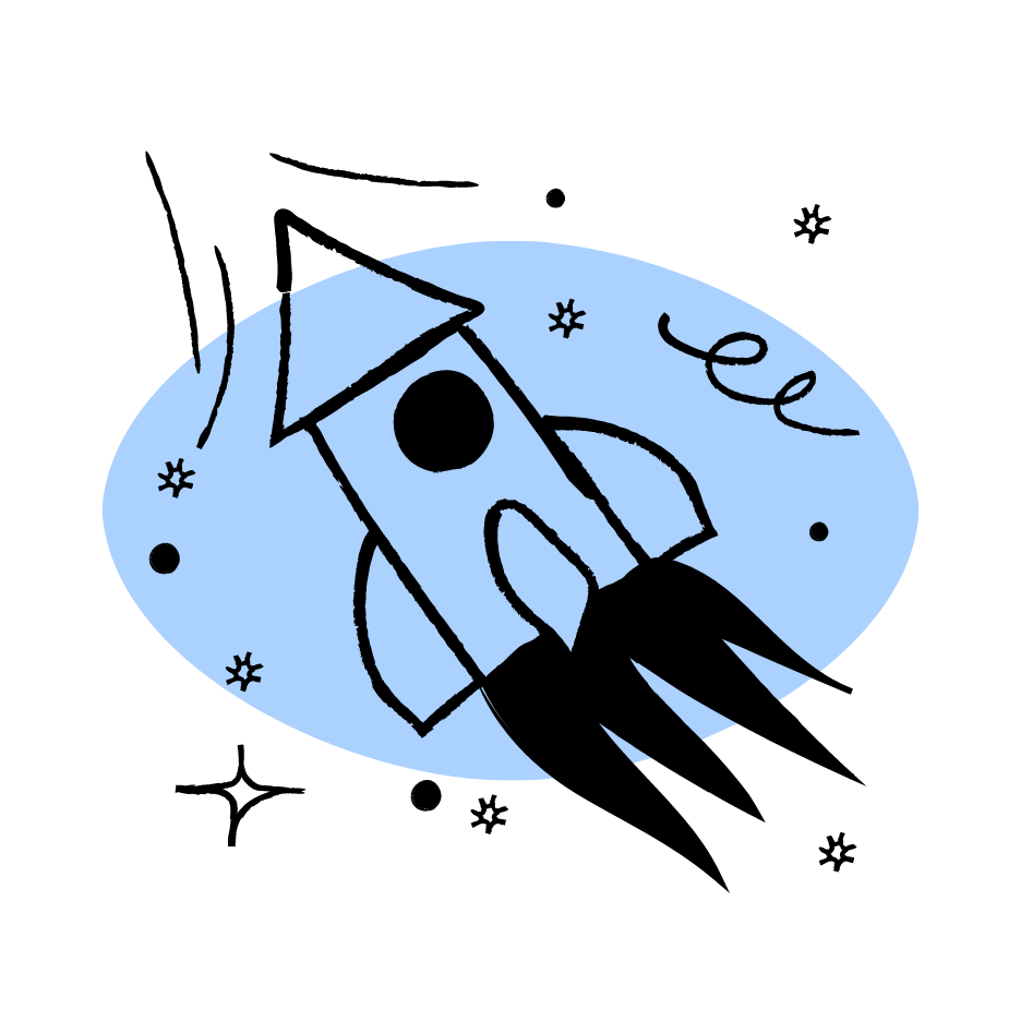 An illustration of a rocketship