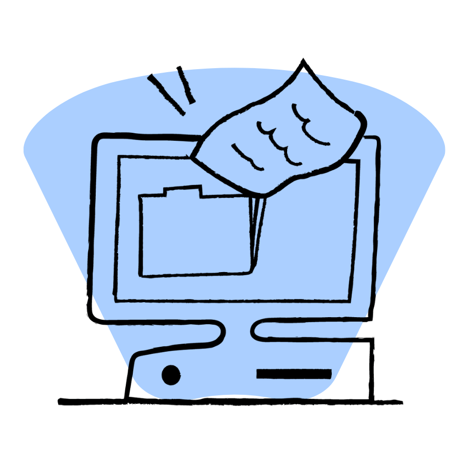 An illustration of a file to a folder in the computer