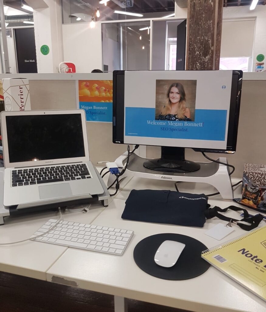 Photo of a new employees desk at Employment Hero