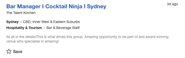 Job ad for a Bar Manager | Cocktail Ninja