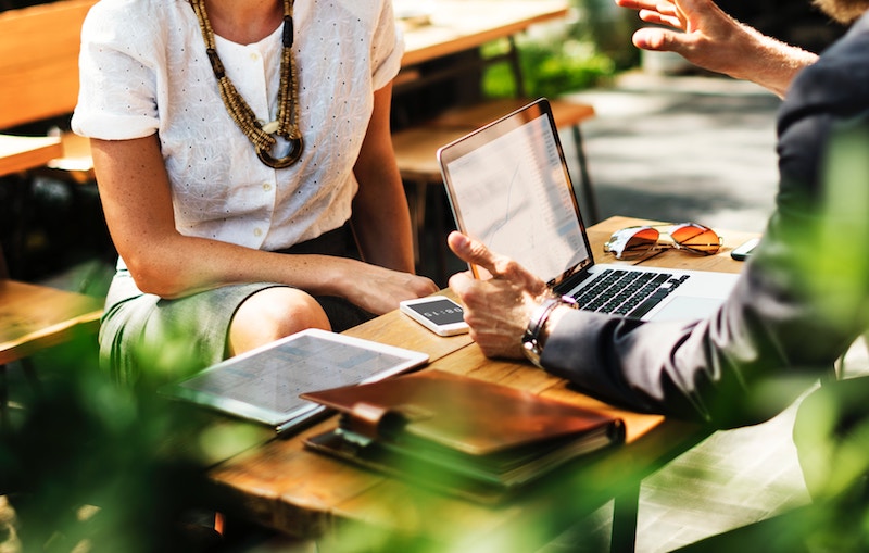 Two people in an interview
