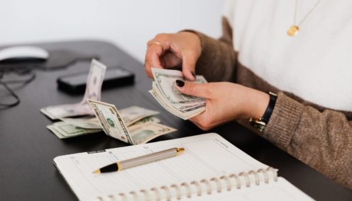 Woman counting money