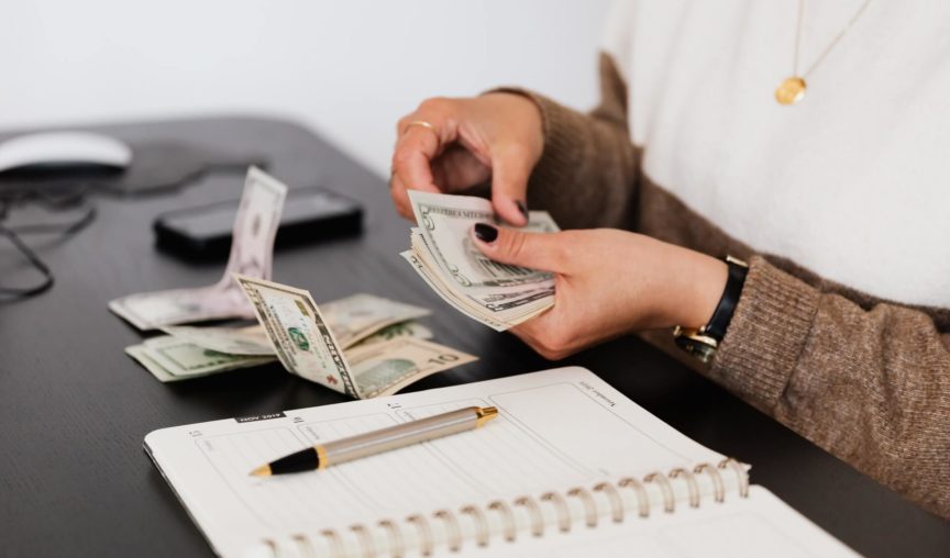 Woman counting money