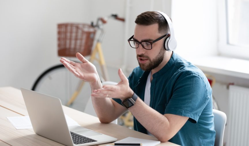 Man working from home with computer