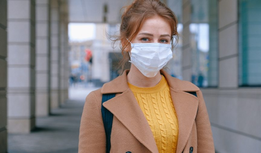 Woman outside wearing a face mask