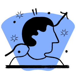 Illustration of a person with an arrow rising above their head
