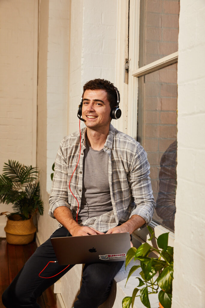 Man wearing headset