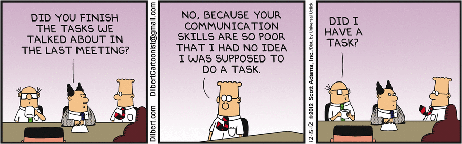 Comic regarding poor communication skills in the workplace