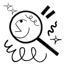 illustration of a magnifying lens with a smiley in it