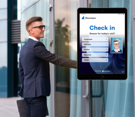 This is a photo of someone signing in using facial clock in software.