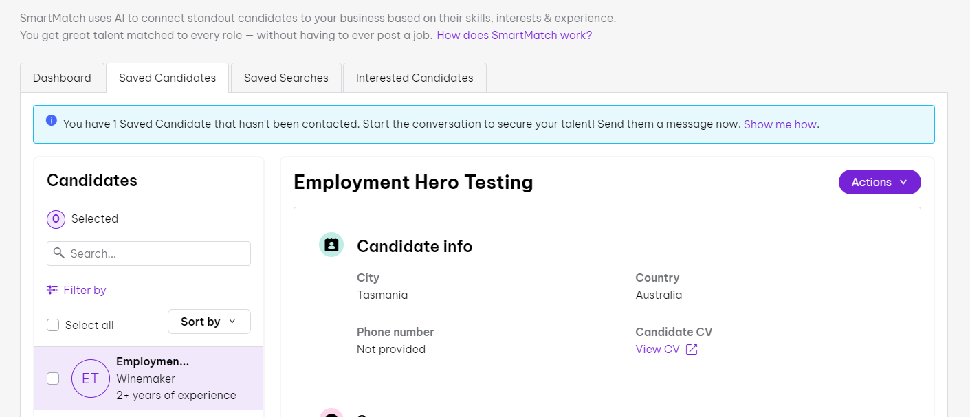 view CV resume