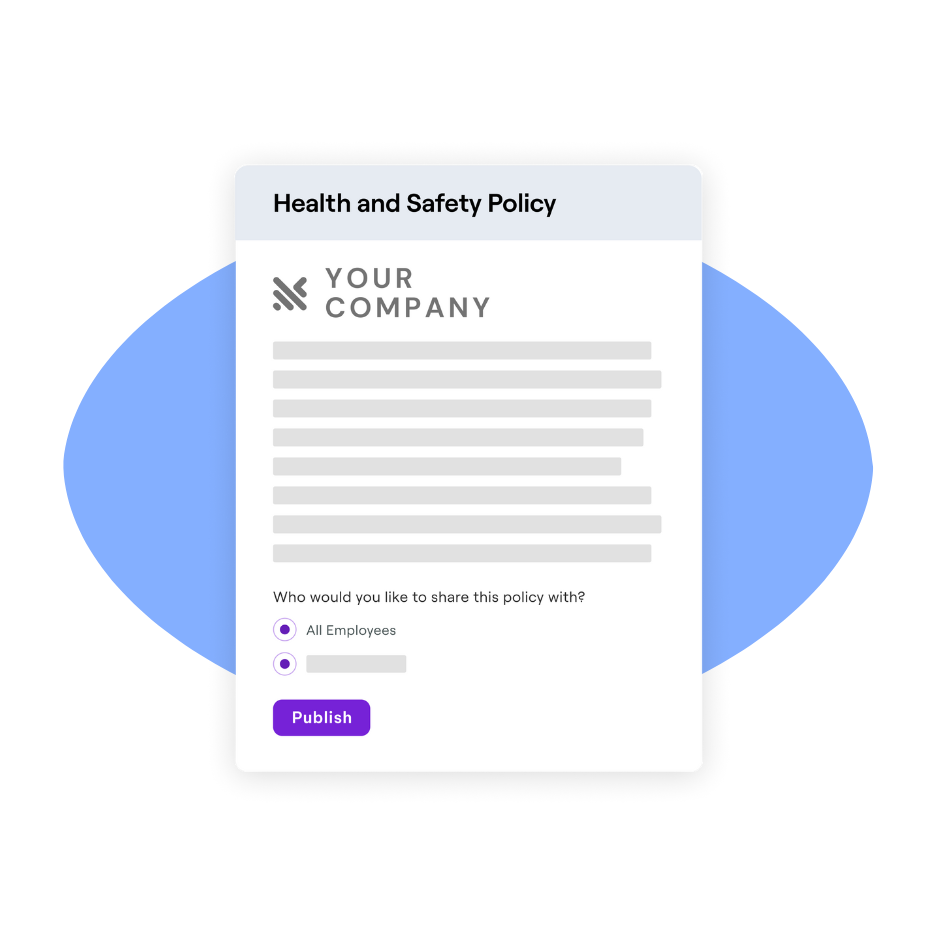 Health and Safety Policy document template with options to share the policy with all employees