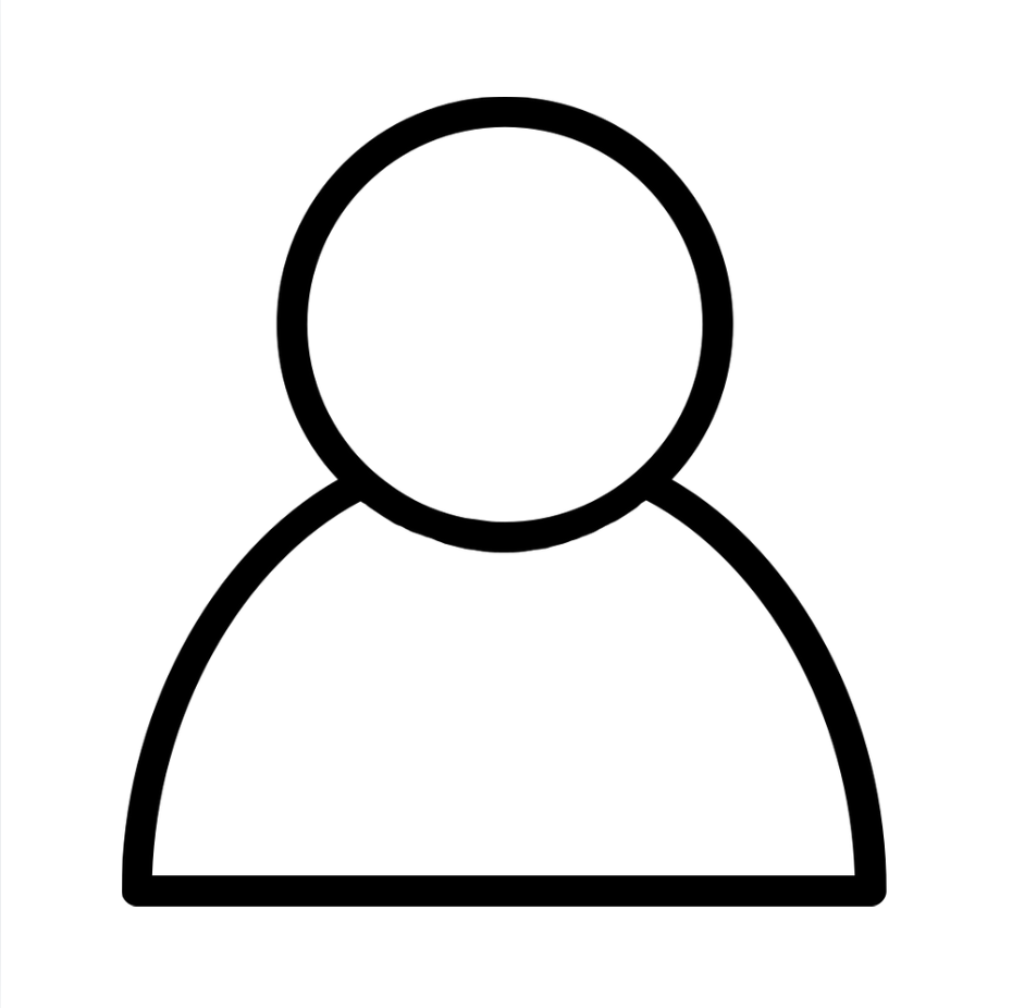 The image shows a simple outline icon of a person, often used to represent a user profile or a generic individual