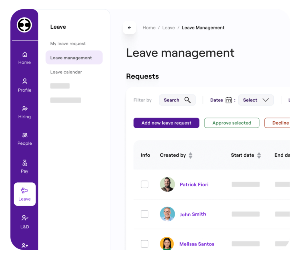 Homepage Carousel Leave Management