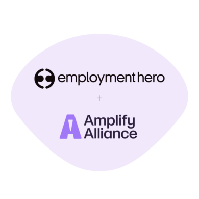The logo of Employment hero and Amplify Alliance (formerly Jobs Australia)
