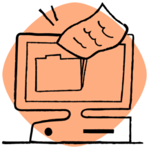 A computer monitor displaying a folder icon